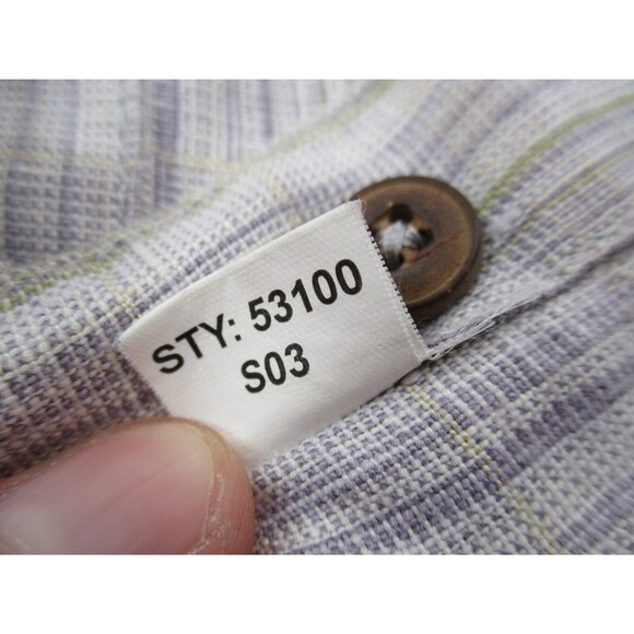 Patagonia Shirt Womens 14 Blue Green Striped Hemp Casual Button Up Top - Picture 7 of 11